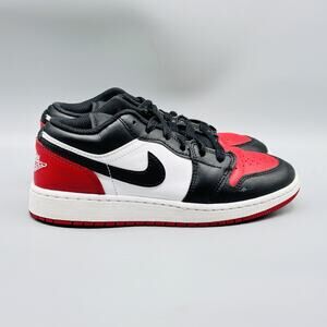 Jordan Shoes Boys 4.5 Y Black White Red Air Jordan 1 Low Bred Toe 2.0 Sneaker